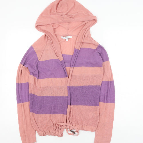 Women's Next Pink Striped Hoodie Cardigan Size 10