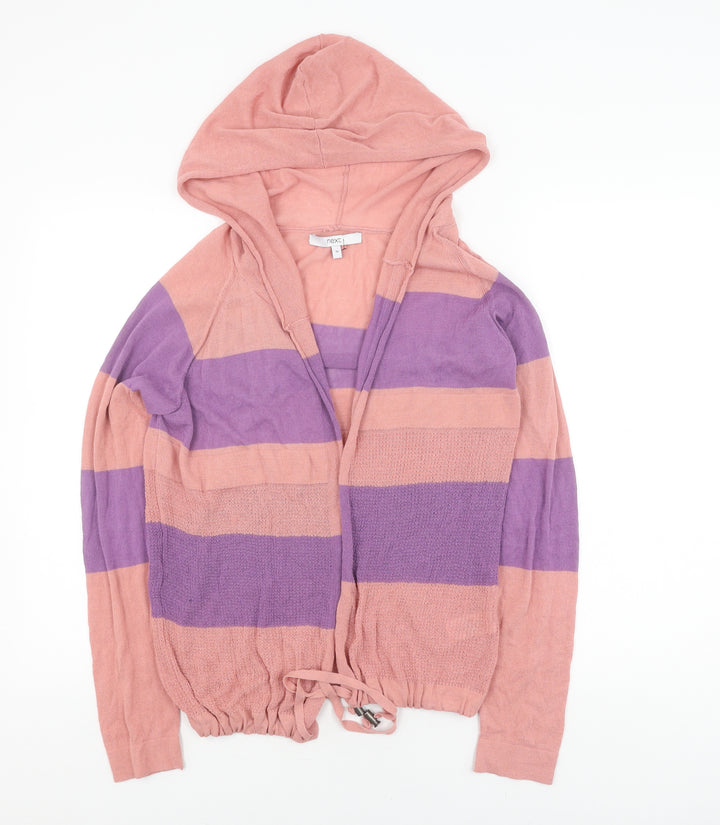 Women's Next Pink Striped Hoodie Cardigan Size 10