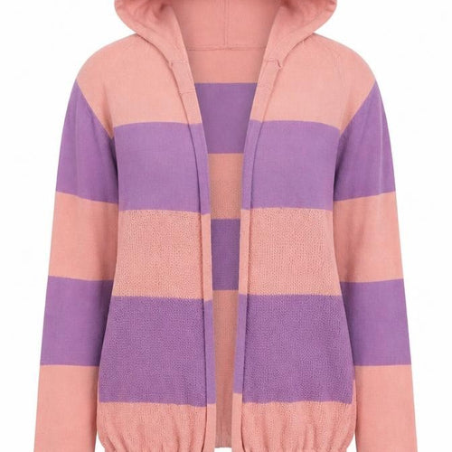Women's Next Pink Striped Hoodie Cardigan Size 10