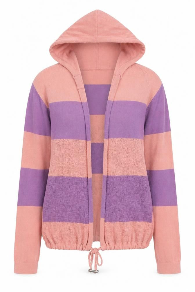 Women's Next Pink Striped Hoodie Cardigan Size 10