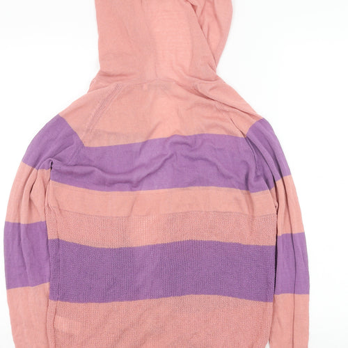 Women's Next Pink Striped Hoodie Cardigan Size 10