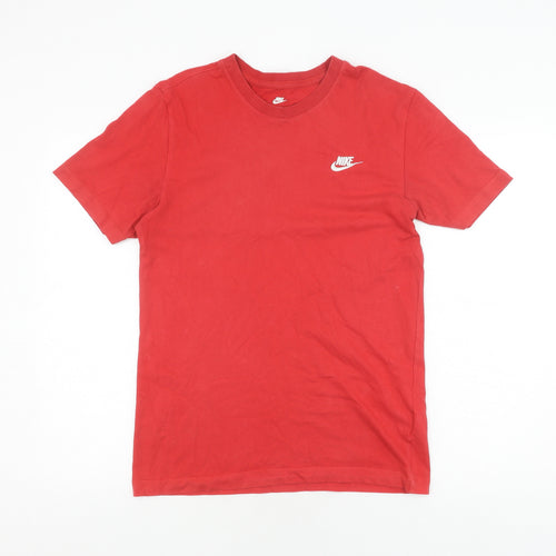 Nike Men's Red Cotton Crew Neck T-Shirt - Size S