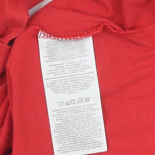 Nike Men's Red Cotton Crew Neck T-Shirt - Size S