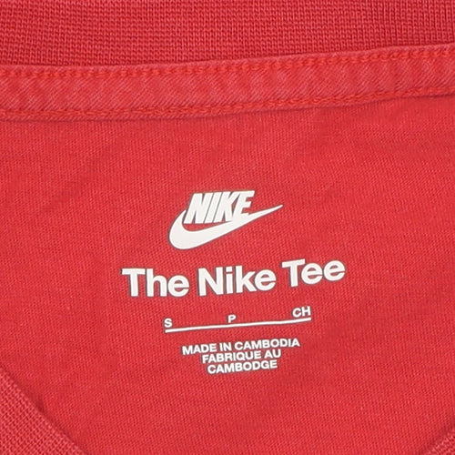 Nike Men's Red Cotton Crew Neck T-Shirt - Size S