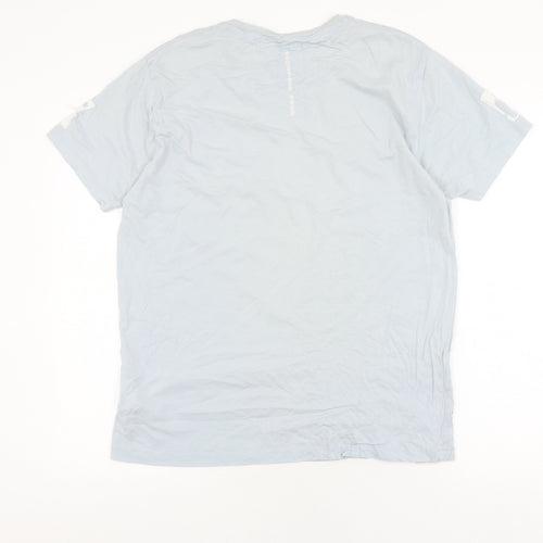 FCUK Men's Blue L T-Shirt, Cotton Crew Neck Short Sleeve