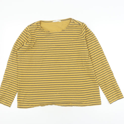 White Stuff Women's Yellow Striped T-Shirt, Size 16