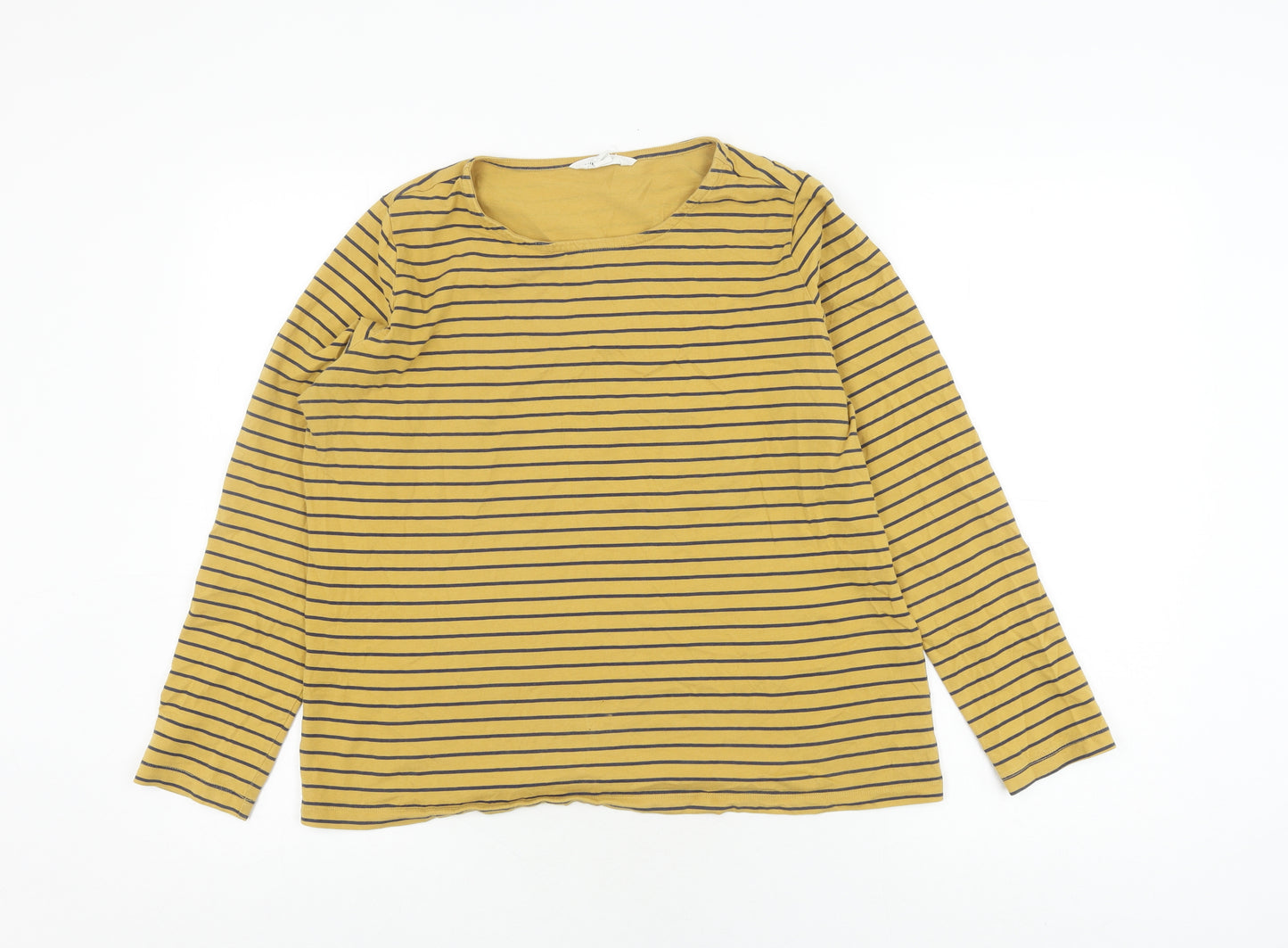 White Stuff Women's Yellow Striped T-Shirt, Size 16
