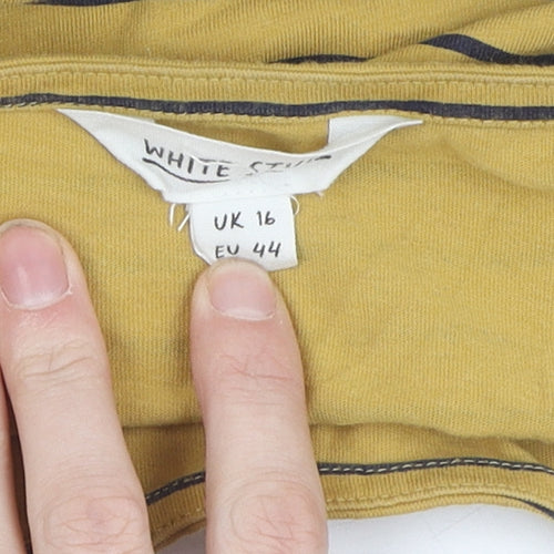 White Stuff Women's Yellow Striped T-Shirt, Size 16