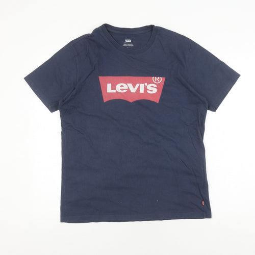 Levi's Men's Blue Logo T-Shirt, Size M, Crew Neck