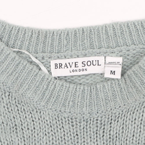 Brave Soul Women's Green Acrylic Pullover Jumper M