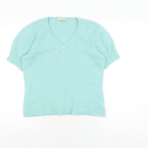 CC Women's Blue Angora Knit Polo Medium