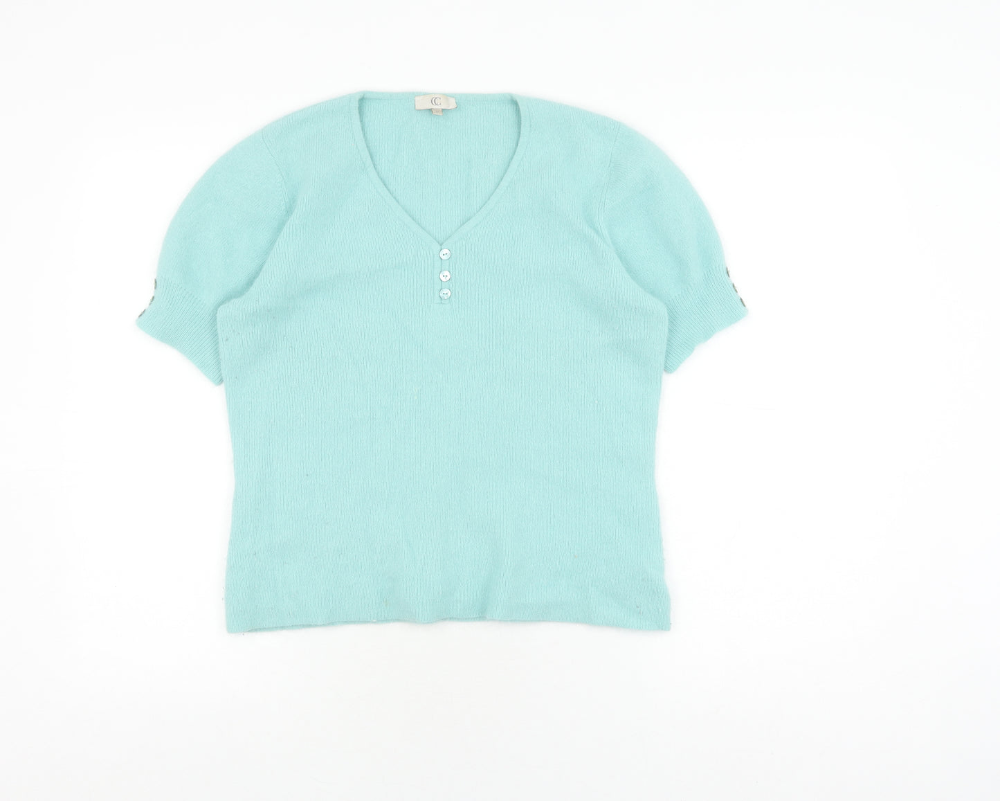 CC Women's Blue Angora Knit Polo Medium