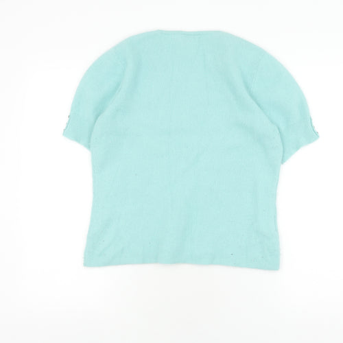 CC Women's Blue Angora Knit Polo Medium