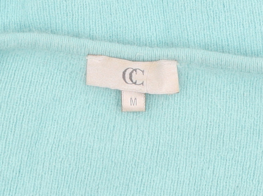 CC Women's Blue Angora Knit Polo Medium