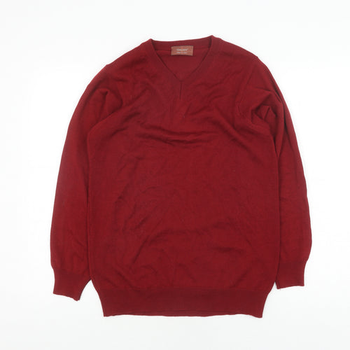 Marks and Spencer Men's Red V-Neck Pullover Jumper - S