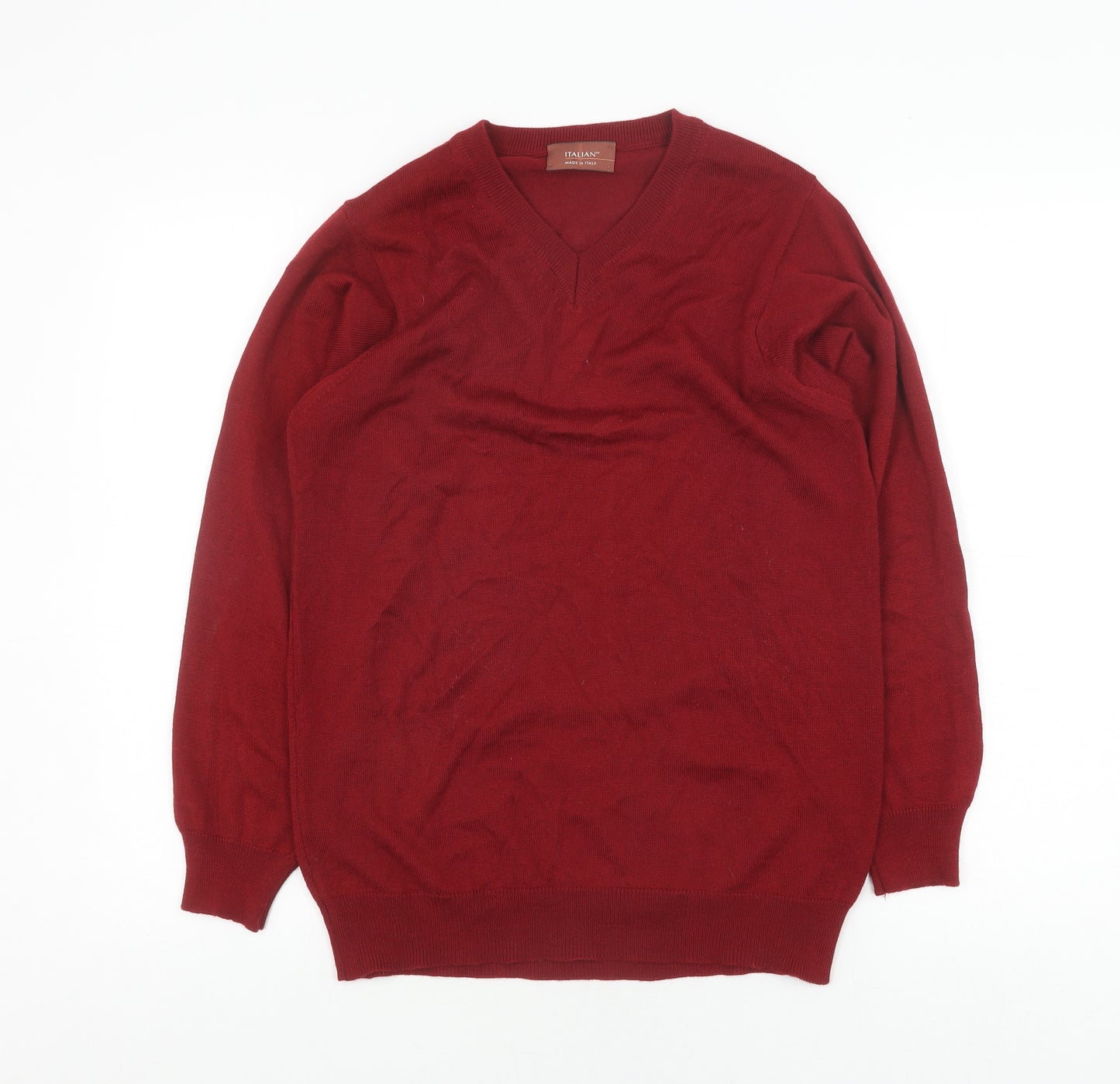 Marks and Spencer Men's Red V-Neck Pullover Jumper - S