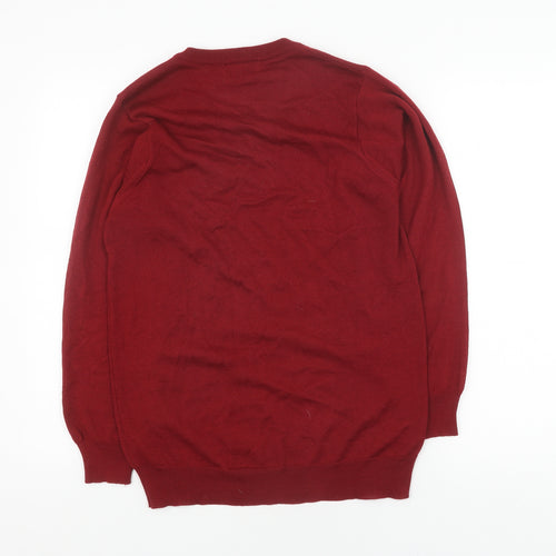 Marks and Spencer Men's Red V-Neck Pullover Jumper - S