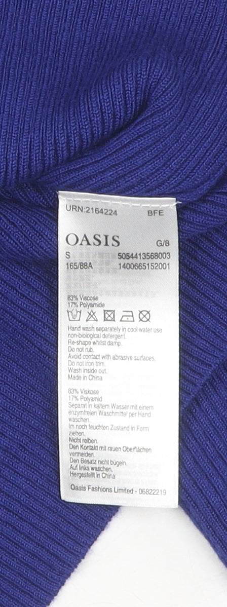 Oasis Women's Blue Beaded V-Neck Pullover Jumper S