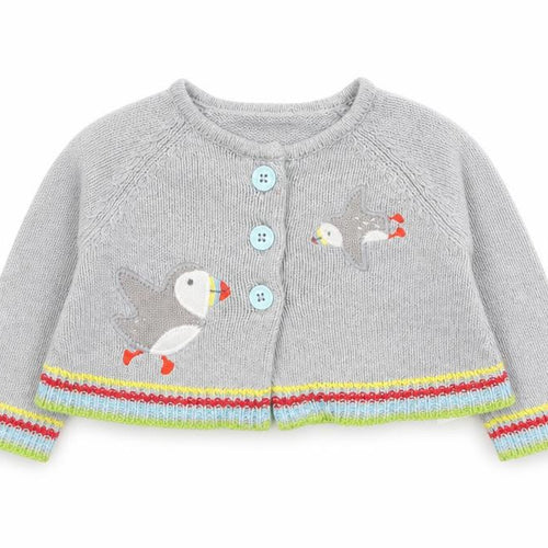 Frugi Baby Grey Animal Print Cardigan 0-3 Months