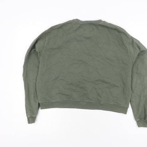 Pull&Bear Women's Green Striped Pullover Jumper, Size 10