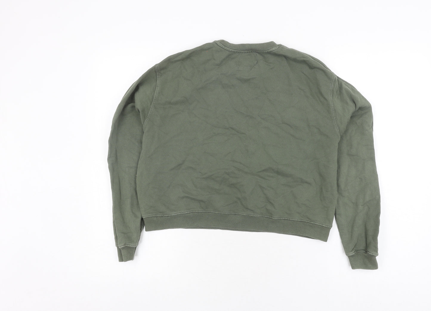 Pull&Bear Women's Green Striped Pullover Jumper, Size 10