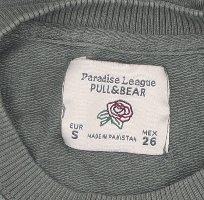 Pull&Bear Women's Green Striped Pullover Jumper, Size 10