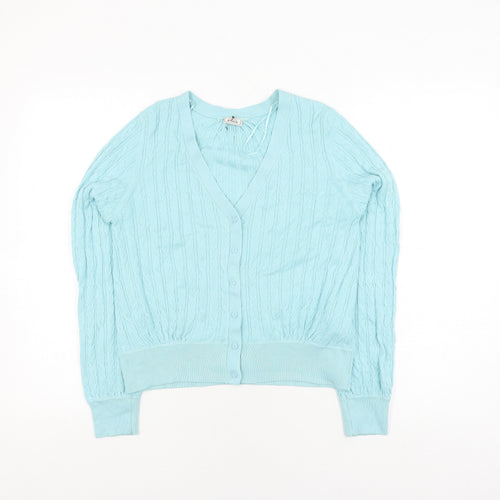 Pimkie Women's Blue Cable-Knit Cardigan M