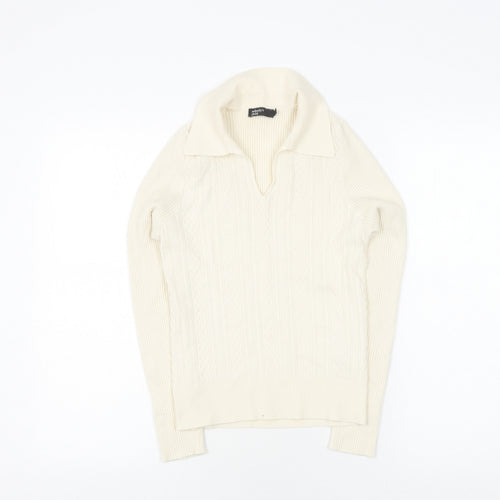 Nobody's Child Women's Ivory V-Neck Jumper Size 10