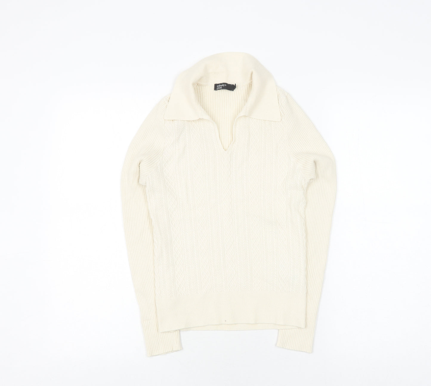 Nobody's Child Women's Ivory V-Neck Jumper Size 10