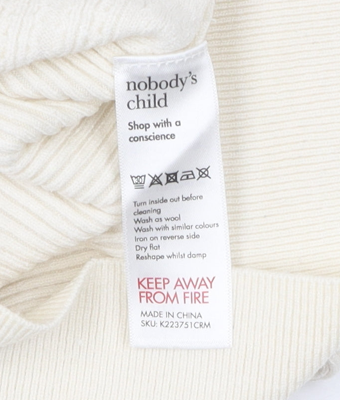 Nobody's Child Women's Ivory V-Neck Jumper Size 10