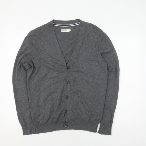 Pier One Unisex Grey Cardigan M V-Neck Knit Jumper