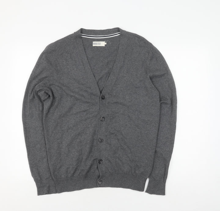 Pier One Unisex Grey Cardigan M V-Neck Knit Jumper