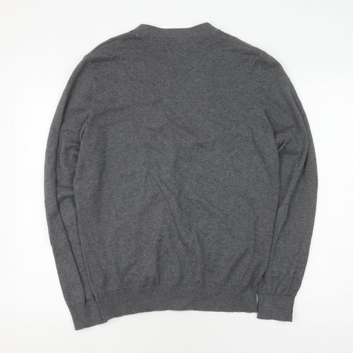 Pier One Unisex Grey Cardigan M V-Neck Knit Jumper