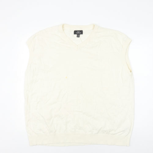 Threadbare Men’s Ivory Vest 2XL Cotton Sleeveless Jumper