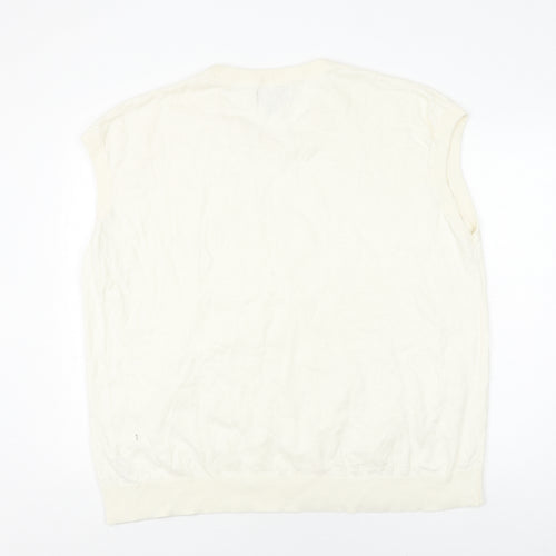 Threadbare Men’s Ivory Vest 2XL Cotton Sleeveless Jumper