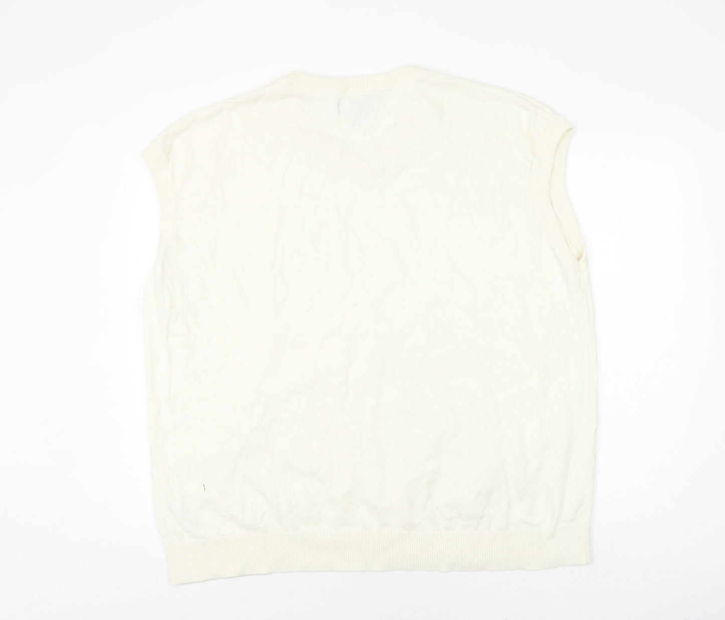 Threadbare Men’s Ivory Vest 2XL Cotton Sleeveless Jumper
