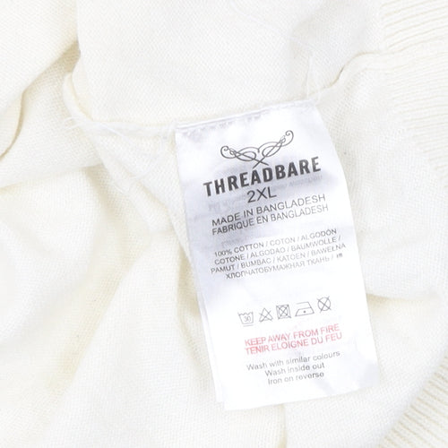 Threadbare Men’s Ivory Vest 2XL Cotton Sleeveless Jumper
