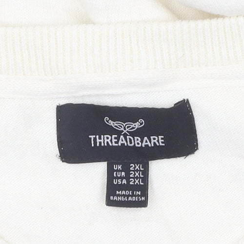 Threadbare Men’s Ivory Vest 2XL Cotton Sleeveless Jumper