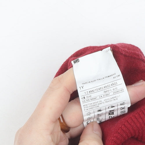 United Colors of Benetton Red Pullover Jumper, 12-18 Months, Unisex