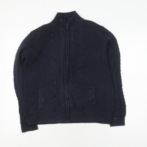 Isle Essentials Boys Blue M Full Zip High Neck Jumper