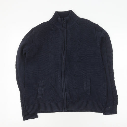 Isle Essentials Boys Blue M Full Zip High Neck Jumper