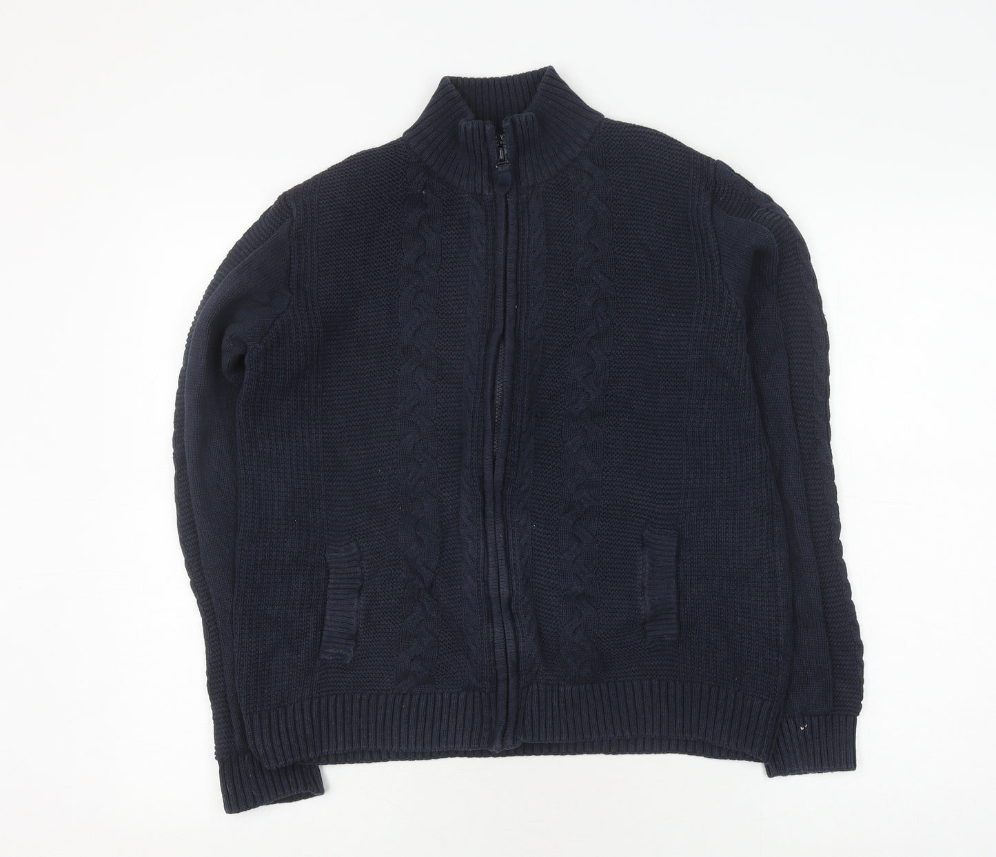 Isle Essentials Boys Blue M Full Zip High Neck Jumper