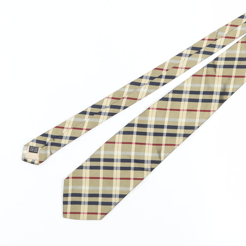 Van Gils Men's Beige Plaid Designer Silk Tie