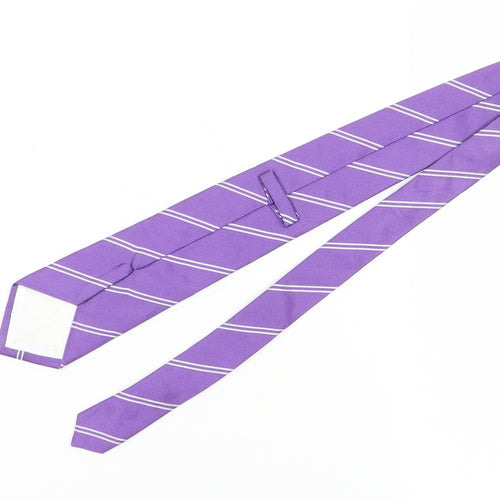 T.M.Lewin Men's Purple Silk Striped Handmade Tie