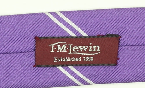 T.M.Lewin Men's Purple Silk Striped Handmade Tie