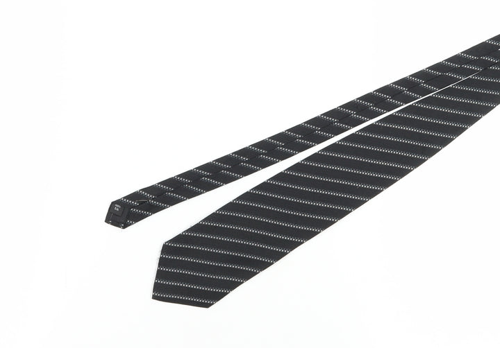 Thomas Nash Men's Black Striped Silk Tie