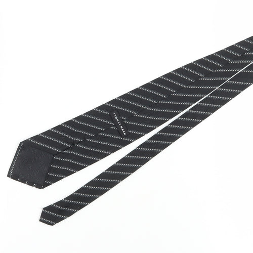 Thomas Nash Men's Black Striped Silk Tie