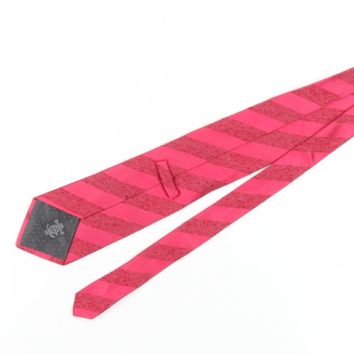 Iceberg Men's Red Designer Striped Silk Tie
