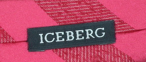 Iceberg Men's Red Designer Striped Silk Tie
