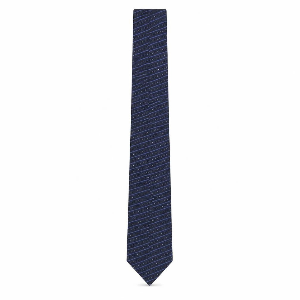 Front view of Van Heusen Men's Blue Striped Silk Tie